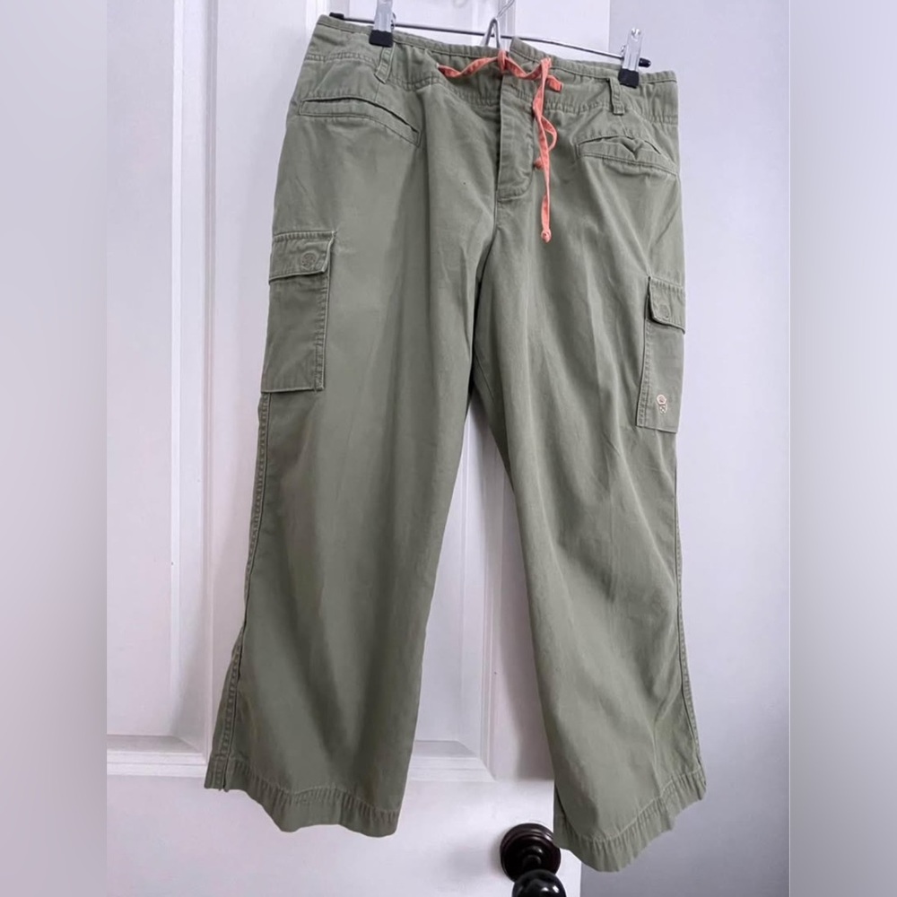 Mountain Hardwear Olive Green Cargo Pants with Coral Drawstring